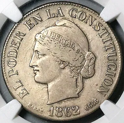 1862 NGC VF 35 Ecuador 4 Reales Quito Barre Rare Silver Coin (23040901D) • $1695