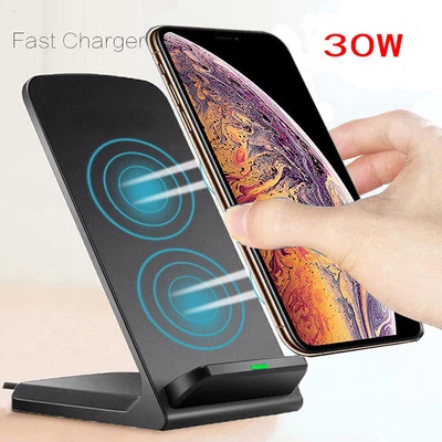 $15.86 • Buy 30W Qi Wireless Charger Fast Charging Stand Dock For IPhone 11 12 13 14 Pro Max