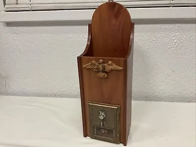 VINTAGE  WOOD U.S. POST OFFICE PO MAIL BOX DOOR COMBINATION LOCK Key Mail Holder • $29.99