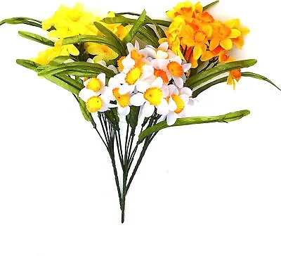 3/4 X Daffodil Artificial Fake Flowers Spray Bush Wedding Home Gift  Easter Deco • £12.89