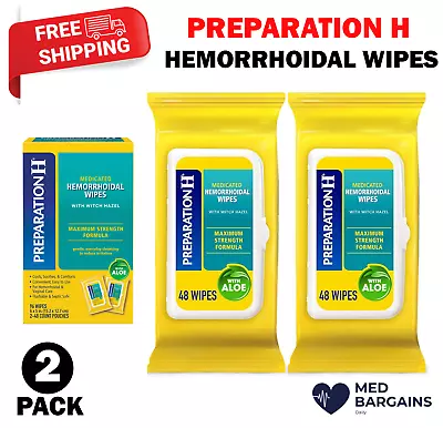 Preparation H Hemorrhoid Flushable Wipes With Witch Hazel For Skin 48CT - 2 Pack • $18.95