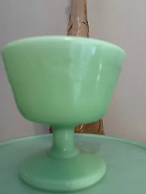 Vtg Rare 1930's Uranium Glass McKEE Jadeite Dessert Sherbet Footed Cup Laurel • $59.94