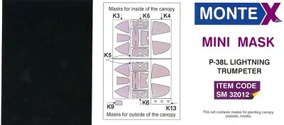 Montex 1/32 LOCKHEED P-38L LIGHTNING CANOPY PAINT MASK Trumpeter • $7.50