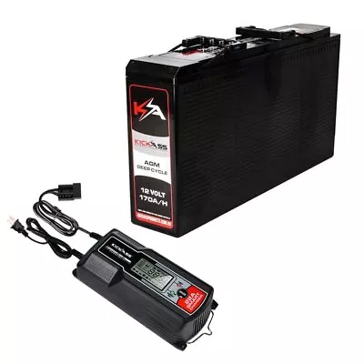 KickAss Slim 12V 170Ah Deep Cycle AGM Battery With 22 AMP Charger • $439.95