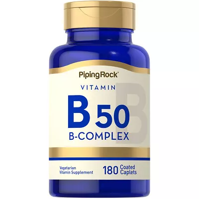 B-50 Vitamin B Complex | 180 Caplets | Non-GMO Gluten Free | By Piping Rock • $15.40