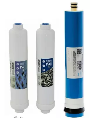 3 Stage Reverse Osmosis RO Unit Complete Filters Replacement With 50GPD Membrane • £24.90