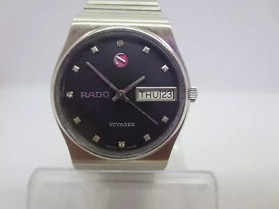 Vintage Rado Voyager Daydate Stainless Steel Automatic Midsize Mens Watch • $9.99