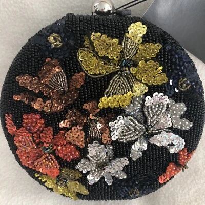 $29.99 • Buy ZARA Small Evening Shoulder Bag EMBROIDERED Round Clutch Box BEADED HandBag NWT