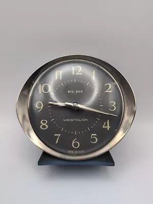 Vintage Westclox Big Ben Wind-Up Blue Metal Alarm Clock Hands Glow Real Bells • $27