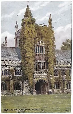 Founder's Tower Magdalen College Oxford By A R Quinton Unused C1919 Salmon 1350 • £2.50