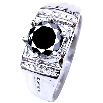 Stunning Square 1.37 Ct Black Moissanite Diamond 925 Silver Ring Size 7 • $1.52