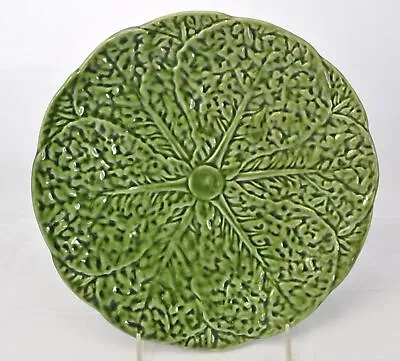 Portuguese Green Majolica Cabbage Leaf 12 Inch Plate • $25