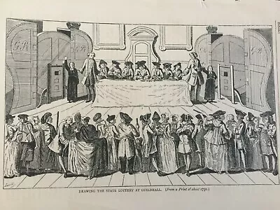 Antique Print London Drawing The State Lottery At Guildhall C1875 Engraving • £6.99