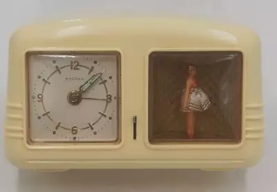 Waltham Ballerina Musical Alarm Clock Cream Bakelite Made In Germany TLC • $79.99