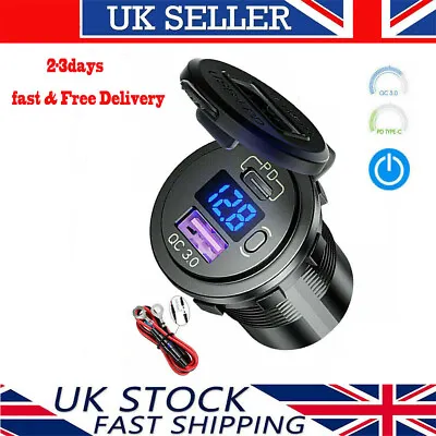 12V 24V Type-C PD USB Car Charger Outlet Adapter LED Power Outlet Motorcycle NEW • £9.29