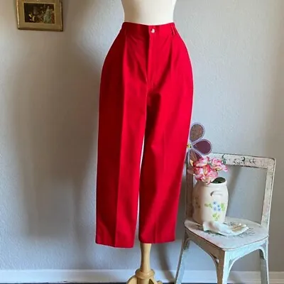 VINTAGE 80S 90S RED HIGH WAIST PLEATED TROUSER PANTS Size 10 P (petite) • $30