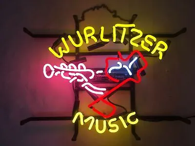 Wurlitzer Music Trumpet Beer 20 X16  Neon Light Lamp Sign Wall Decor Glass Pub • $130.79