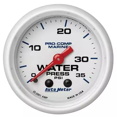 Auto Meter Water Pressure Gauge 200772; Marine White Water Pressure 2-1/16  • $85.96