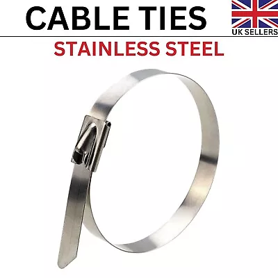 100x Heavy Duty Marine Grade 316 Stainless Steel Cable Ties Wraps Metal Zip Tie • £21.99