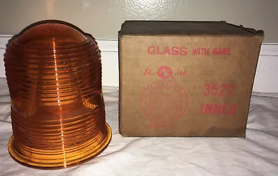 Vintage GRIFFIN AM 4619 3522 Glass Lens Amber Beacon Emergency Fire Truck Police • $27.99