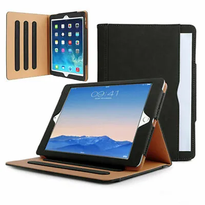  Genuine Leather BLACK TAN Smart Stand Case Cover For Apple Ipad 10.2 10.5 9.7 • £15