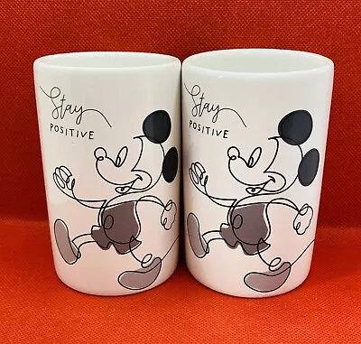 2 X Mickey Mouse Tumbler Toothbrush Holder Stay Positive Ceramic Disney  New • £9.99