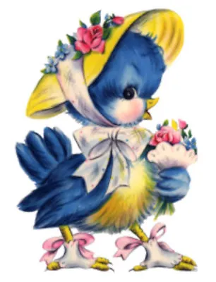 Vintage Image Shabby Lady Bluebird Floral Bonnet Furniture Transfer Decal BIR832 • $12.99