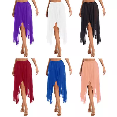 Women Girls Chiffon Dancing Skirt Asymmetric Ballet Belly Dance Skirts Dancewear • $14.22