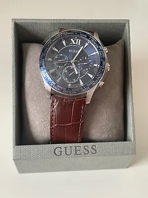 Guess Men's Brown Leather Tycoon Watch - W1262G1 • £109