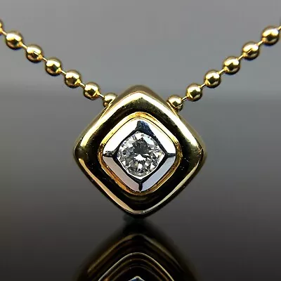 H. Stern 18k Yellow Gold Diamond Square Pendant With 16  Necklace • $1199