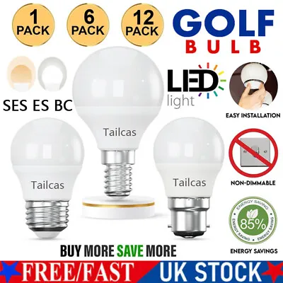 1-12Pcs LED Golf Round Standard Ball Light Bulbs 5W BC ES SES Energy Saving Lamp • £3.98