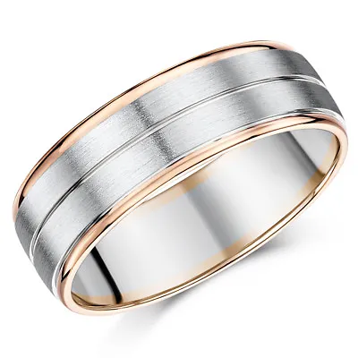 Men's Palladium And 9ct Rose Gold Wedding Ring 5mm 7mm Band • £499