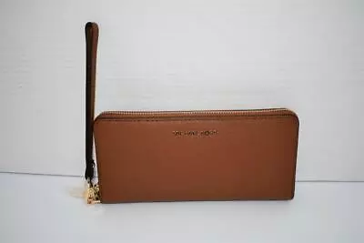 MICHAEL Kors Saffiano Leather Wristlet Wallet In Luggage/Gold #32S5GTVE9L NWT • $84.99