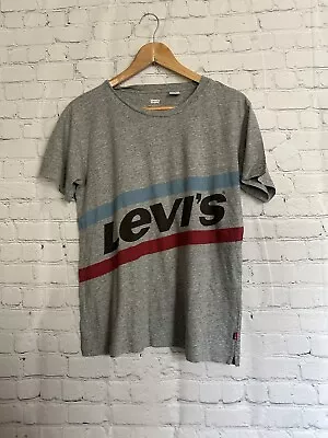 Levi’s T-shirt Women's Size XS Grey Large Logo Short Sleeve Boxy • £13.50