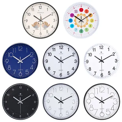 12Inch Round Wall Clock Silent Non Ticking Clock For Living Room Bedroom Kitchen • £7.95