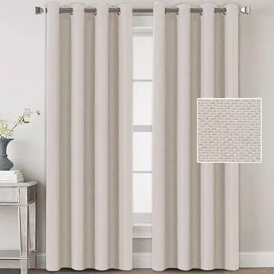 Linen Blackout Curtains 84 Inches Long For Bedroom / Living Room Thermal Insulat • $120.81