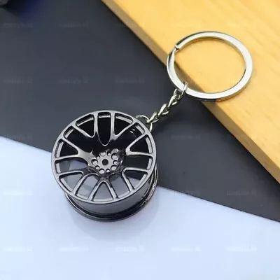 Men's Creative Wheel Hub Rim Model Keychain Gun Black Cool Metal Car Key Chain • $4.88