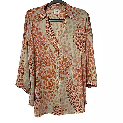 CAbi Go To Blouse Button Up Shirt Womens Medium Long Sleeve Animal Print • $25