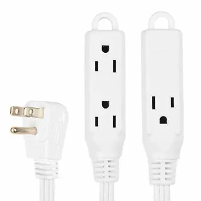 25 Ft White Extension Cord With 3 Electrical Power Outlet - Durable White Cable • $15.99