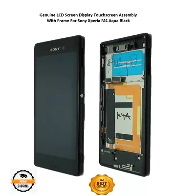 Genuine LCD Display Touchscreen Digitizer Frame For Sony Xperia M4 Aqua Black • £7.38