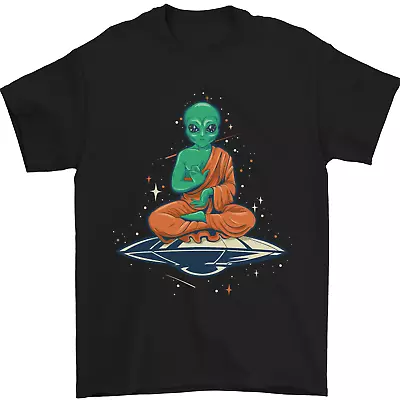 Meditating Alien UFO Yoga Mens T-Shirt 100% Cotton • $19.03