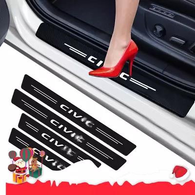 4pcs Carbon Fiber Car Door Sill Plate Protector Cover Sticker For Honda Civic • $8.99