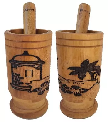 Puerto Rico Tall Size Wood Mortar & Pestle Pylon Pilon Madera - Mofongo Mojito • $38.95