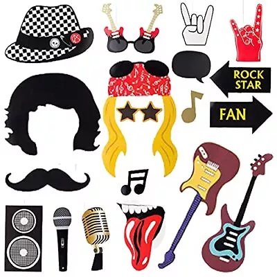 Rock And Roll Birthday Party Decorations Music Note Guitar Star Photo Booth P... • $21.27