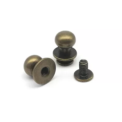 £1.97 • Buy 10/50 Solid Brass Copper Ball Head Stud Bag Wallet Belt Chicago Screw Back Rivet