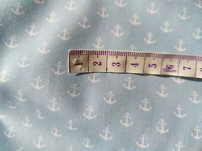 Light Blue Nautical Fabric Cotton Fabric Boats Fabric White Anchor Fabric Ocean • £6.50