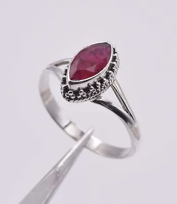 925 Solid Sterling Silver Faceted Simulated Red Ruby Ring - 10 Us B • $12.07