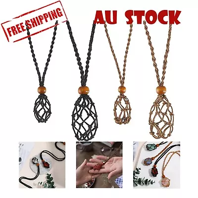 Empty Stone Holder Necklace Crystal Quartz Gemstone Cage Rope Cord Pendant DIY  • $5.25