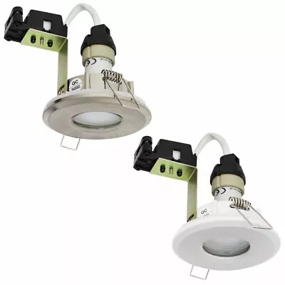 Shower Downlight IP65 240v Mains Power GU10 Halogen Chrome Brush Chrome White • £8.59