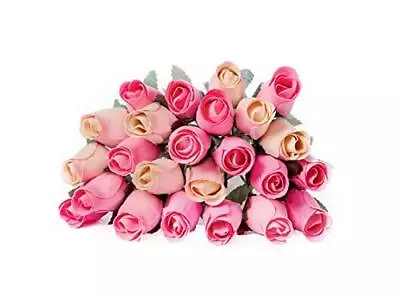 24 Realistic Wooden Roses - Pink And Cream Rose Buds - Shades Of Pink • $29.21